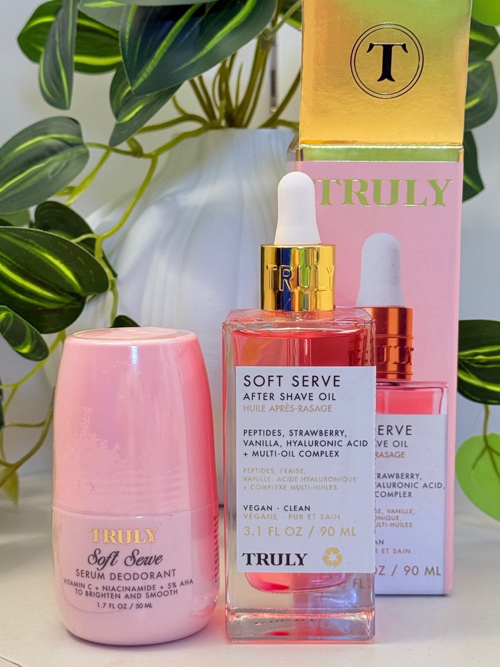 TRULY Soft Serve After Shave Oil & Serum Deodorant Set